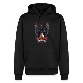 Rock and Roll Geflügelte Gitarre Kunst - Männer Premium Bio Hoodie - Schwarz - Vorne - Nico (187cm)