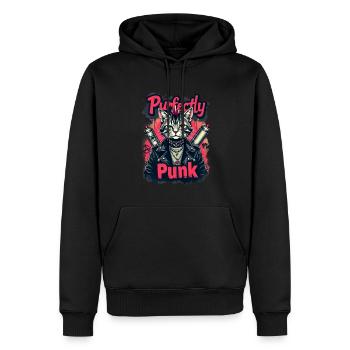 Punk Katze für einen Punker Katzenfreund - Männer Premium Bio Hoodie - Schwarz - Vorne - Nico (187cm)
