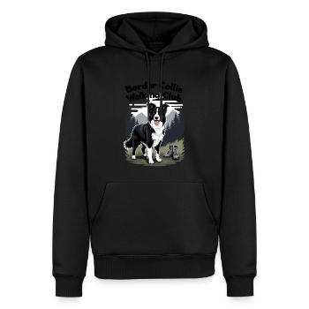 Border Collie Walking Club - Männer Premium Bio Hoodie - Schwarz - Vorne - Nico (187cm)