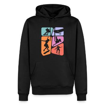Skateur Skateur Skateur Skateboard Fille - Sweat à capuche Premium bio Homme - noir - Devant - Nico (187cm)