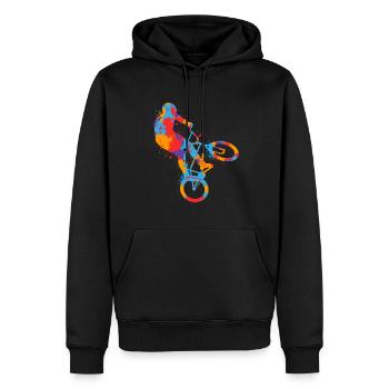 BMX Cascades colorées Vélo Tricks Garçons Vélo BMX - Sweat à capuche Premium bio Homme - noir - Devant - Nico (187cm)