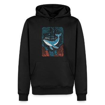 Lebendiges farbenfrohes künstlerisches Hai-Design - Männer Premium Bio Hoodie - Schwarz - Vorne - Nico (187cm)