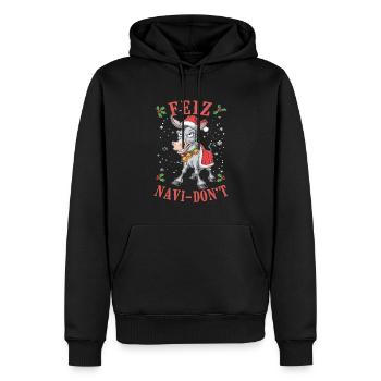 Weihnachten Lustiger Esel in festlichem Outfit - Männer Premium Bio Hoodie - Schwarz - Vorne - Nico (187cm)