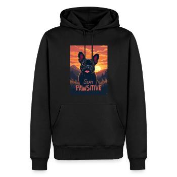 Französische Bulldogge Stay Pawsitive - Männer Premium Bio Hoodie - Schwarz - Vorne - Nico (187cm)