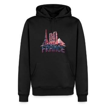 Frankreich Paris Eiffelturm Bonjour - Männer Premium Bio Hoodie - Schwarz - Vorne - Nico (187cm)