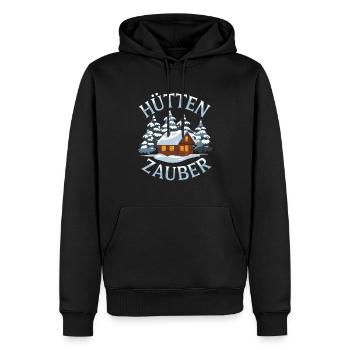 Hüttenzauber Hütte in den Bergen Berge Winter - Männer Premium Bio Hoodie - Schwarz - Vorne - Nico (187cm)
