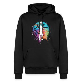 Basketballspieler Kinder Mädchen Basketball Jungen - Männer Premium Bio Hoodie - Schwarz - Vorne - Nico (187cm)