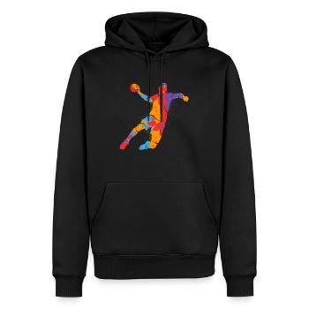 Joueurs de handball Joueurs de handball colorés Garçons Handball - Sweat à capuche Premium bio Homme - noir - Devant - Nico (187cm)