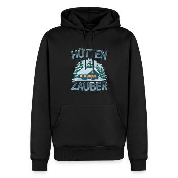 Hüttenzauber Hütte in den Bergen Berge Winter - Männer Premium Bio Hoodie - Schwarz - Vorne - Nico (187cm)