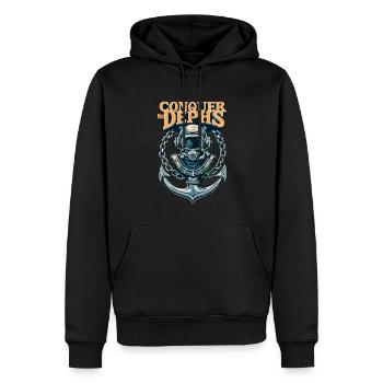 Conquer The Dephs - Männer Premium Bio Hoodie - Schwarz - Vorne - Nico (187cm)