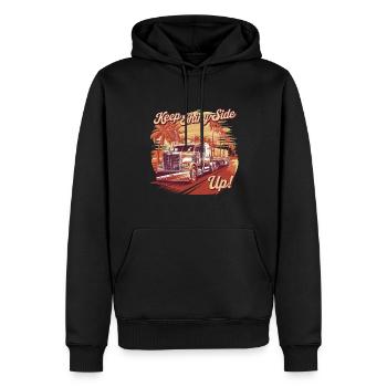 Trucker Keep The Shiny Side Up - Männer Premium Bio Hoodie - Schwarz - Vorne - Nico (187cm)