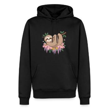Lustiges Faultier Relax für Kinder - Männer Premium Bio Hoodie - Schwarz - Vorne - Nico (187cm)