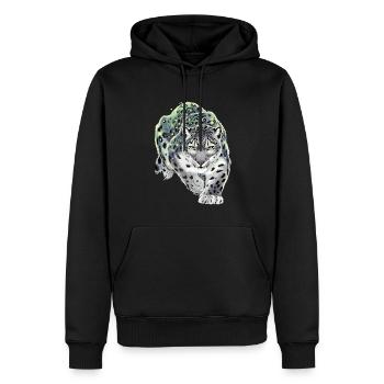 Schneeleopard Leopard Raubkatze - Männer Premium Bio Hoodie - Schwarz - Vorne - Nico (187cm)