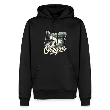 Oregon Portland Amerika Bundesstaat für Oregon - Männer Premium Bio Hoodie - Schwarz - Vorne - Nico (187cm)