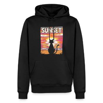 Friedlicher Sonnenuntergang Katze für eine - Männer Premium Bio Hoodie - Schwarz - Vorne - Nico (187cm)