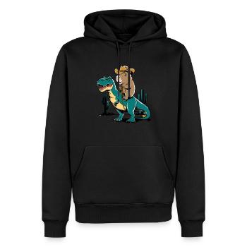 Niedliches Capybara auf Dinosaurier für einen - Männer Premium Bio Hoodie - Schwarz - Vorne - Nico (187cm)