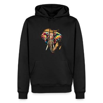Afrika Elephant Safari Jungle Kunst - Männer Premium Bio Hoodie - Schwarz - Vorne - Nico (187cm)