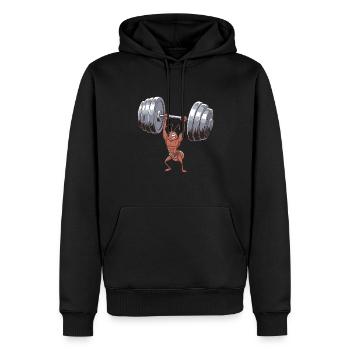 Drôle de fourmi dans la salle de sport soulevant des poids - Sweat à capuche Premium bio Homme - noir - Devant - Nico (187cm)