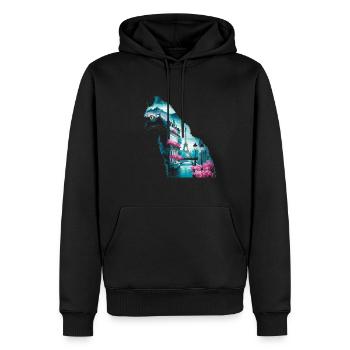 Silhouette Paysage Chat Paris - Sweat à capuche Premium bio Homme - noir - Devant - Nico (187cm)