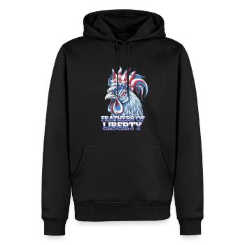 Liberty Rooster Feathers of America Freiheit - Männer Premium Bio Hoodie - Schwarz - Vorne - Nico (187cm)