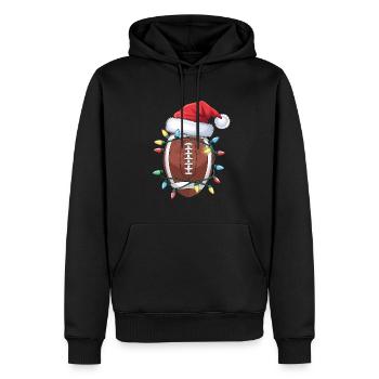 Noël de football américain avec des lumières et des lumières - Sweat à capuche Premium bio Homme - noir - Devant - Nico (187cm)