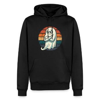 Grumpy Ghost Halloween motif for your fun - Men’s Premium Organic Hoodie - black - Front - Nico (187cm)
