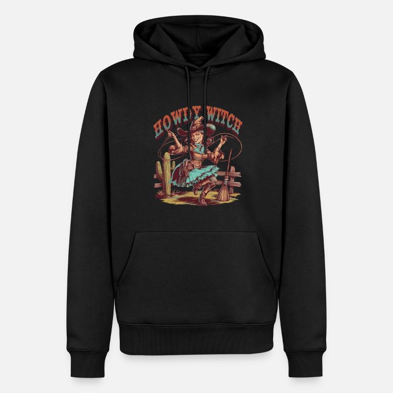Howdy Witch Lasso Artwork - Sweat à capuche Premium bio Homme - noir