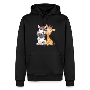Zèbre et girafe mignons pour les enfants - Sweat à capuche Premium bio Homme - noir - Devant - Nico (187cm)