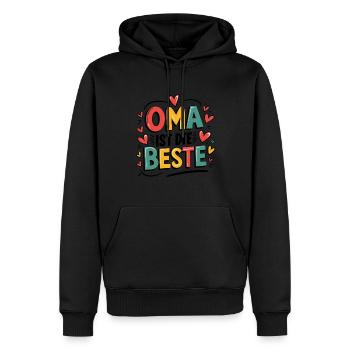 Oma Ist Die Beste Mit Herzmuster Für Großmütter - Männer Premium Bio Hoodie - Schwarz - Vorne - Nico (187cm)