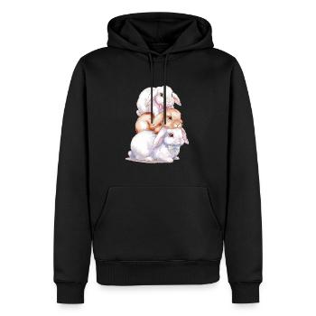 Cute Rabbit Stack for Rabbit Lovers - Men’s Premium Organic Hoodie - black - Front - Nico (187cm)