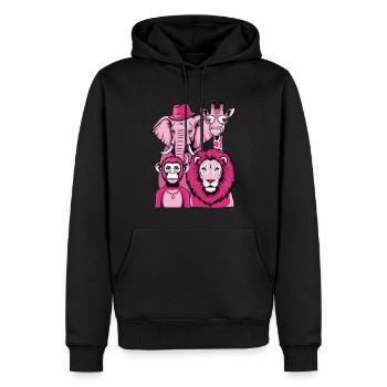 Éléphant Singe Lion Girafe en Rose Look avec Style - Sweat à capuche Premium bio Homme - noir - Devant - Nico (187cm)