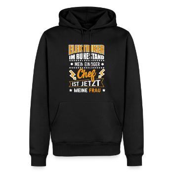 Retired electrician - Men’s Premium Organic Hoodie - black - Front - Nico (187cm)