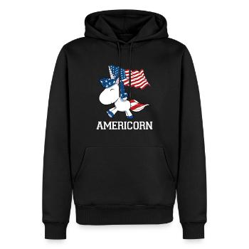 Amérique USA Licorne licornes cheval cadeau - Sweat à capuche Premium bio Homme - noir - Devant - Nico (187cm)