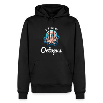 Pieuvre poissons mer poulpe calamar cadeau - Sweat à capuche Premium bio Homme - noir - Devant - Nico (187cm)