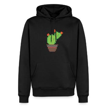 Kaktus Pixel Art - Männer Premium Bio Hoodie - Schwarz - Vorne - Nico (187cm)
