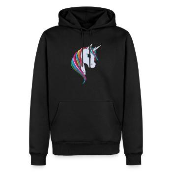 lorey.w "kleines Einhorn", Mädchen, Schulkind - Männer Premium Bio Hoodie - Schwarz - Vorne - Nico (187cm)