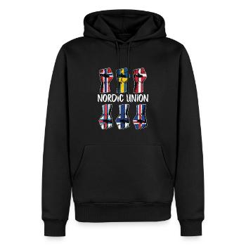 Union nordique Scandinavie Norvège Suède - Sweat à capuche Premium bio Homme - noir - Devant - Nico (187cm)