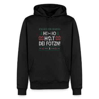Ho-Ho-Hoit dei Fotzn Weihnachtsgruß mit Schmäh - Männer Premium Bio Hoodie - Schwarz - Vorne - Nico (187cm)
