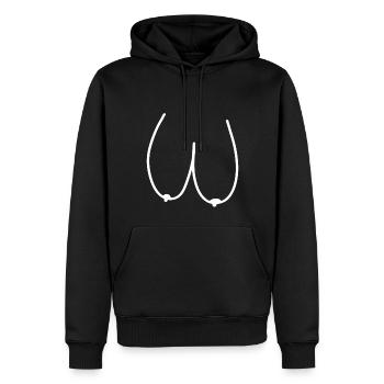 Hängetitten Saggy Tits Frecher Hingucker mit Humor - Männer Premium Bio Hoodie - Schwarz - Vorne - Nico (187cm)
