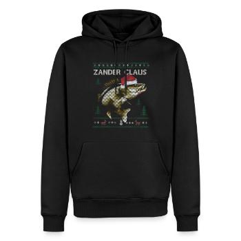 Plaisir de la pêche de Noël des fans de Zander avec le chapeau du Père Noël - Sweat à capuche Premium bio Homme - noir - Devant - Nico (187cm)