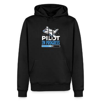 Geschenk für Flugschüler – Pilot in Progress Motiv - Männer Premium Bio Hoodie - Schwarz - Vorne - Nico (187cm)