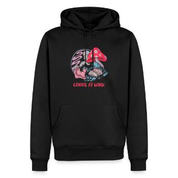 Creative genius: Relaxation under the mushroom - Men’s Premium Organic Hoodie - black - Front - Nico (187cm)