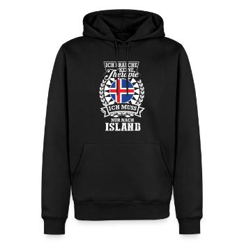 Ich brauche keine Therapie – Ich muss nach Island - Männer Premium Bio Hoodie - Schwarz - Vorne - Nico (187cm)