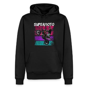Supermoto / Supermotard / Supermoto Wheelie - Männer Premium Bio Hoodie - Schwarz - Vorne - Nico (187cm)
