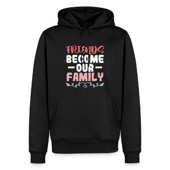 devenir amis famille - Sweat à capuche Premium bio Homme - noir - Devant - Nico (187cm)