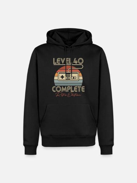 40 Geburtstag Level 40 Complete 40 Jahre Retro - Männer Premium Bio Hoodie - Schwarz