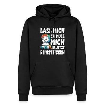 Lass mich ich muss mich da jetzt reinsteigern - Männer Premium Bio Hoodie - Schwarz - Vorne - Nico (187cm)