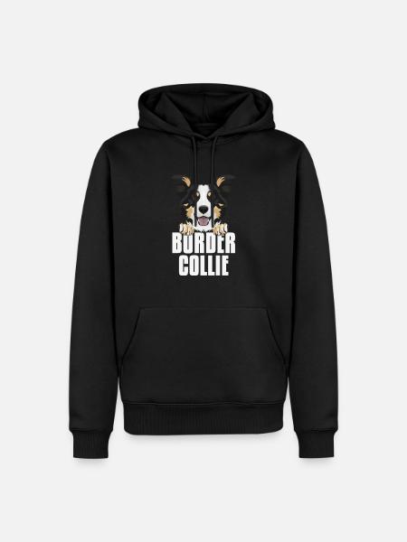Smiling Border Collie - Men’s Premium Organic Hoodie - black