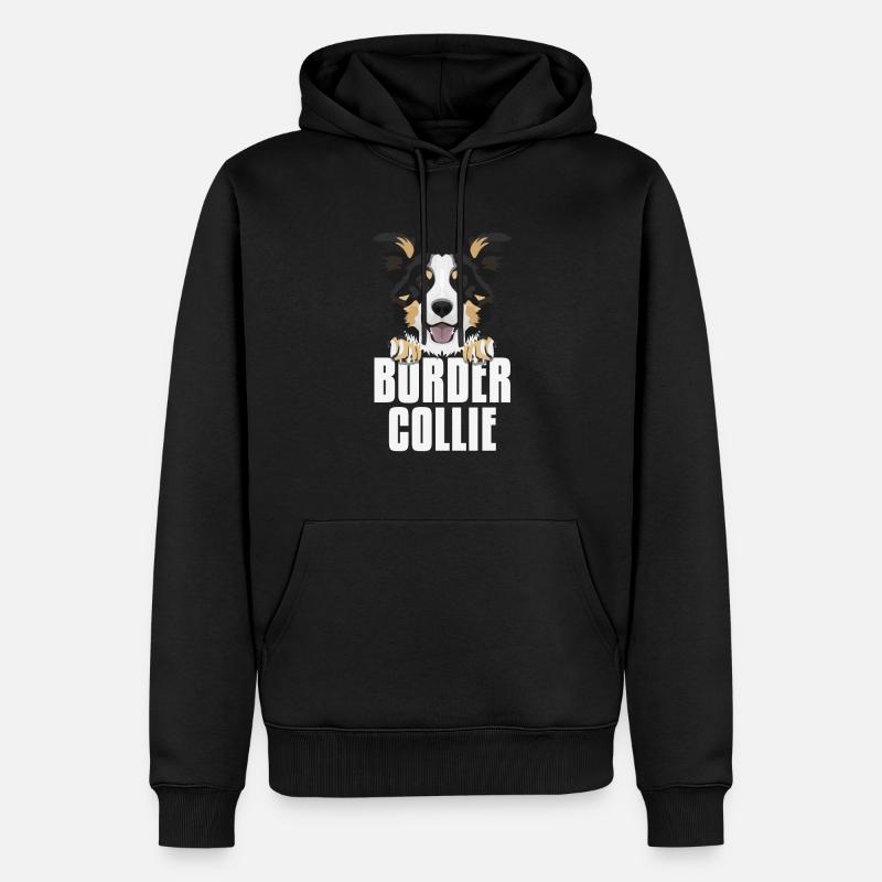 Border Collie souriant - Sweat à capuche Premium bio Homme - noir