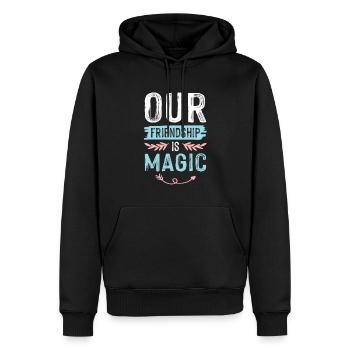 notre amitié magique - Sweat à capuche Premium bio Homme - noir - Devant - Nico (187cm)